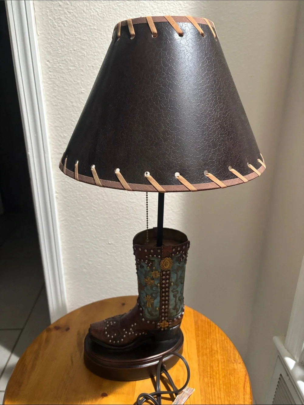 Rainbow Inc Rustic Brown Cowboy Boot Table Lamp with Brown Shade